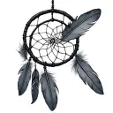 Dreamcatcher with 3 grey feathers tattoo design idea
