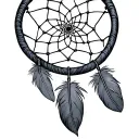 Dreamcatcher with 3 grey feathers tattoo design idea