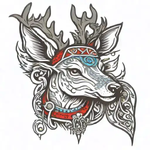 deer spirit with bandana tattoo design idea