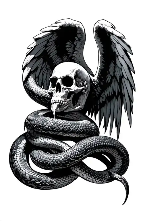 azrael angel of death snake wrapped tattoo design idea
