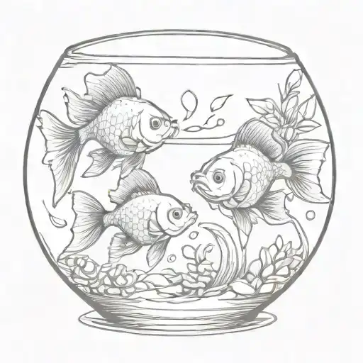 2 goldfish in a fish bowl tattoo design idea