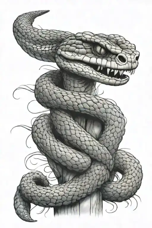 snake head on the hand and wrapped around the arm  tattoo design idea