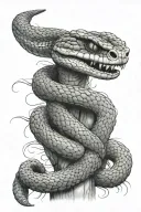 snake head on the hand and wrapped around the arm  tattoo design idea