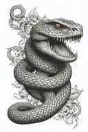 snake head on the hand and wrapped around the arm  tattoo design idea