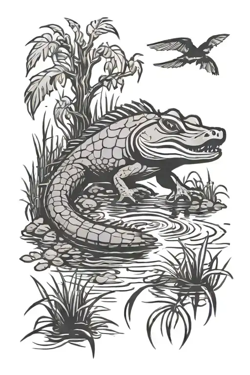 swamp with the sportsman logo tattoo design idea