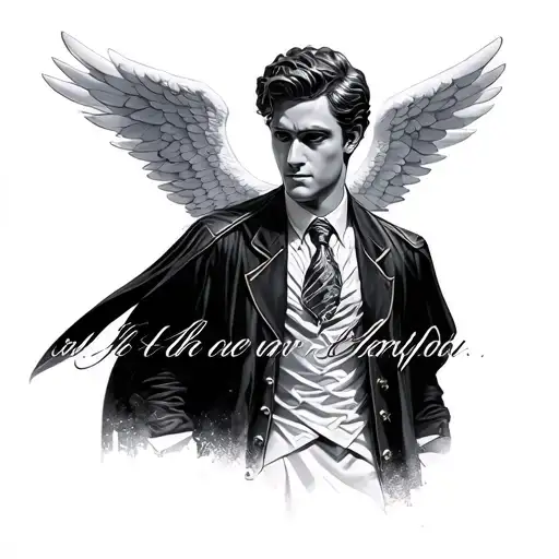 written oscar harry white with wings tattoo design idea