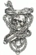 trap with broken chain wrapped tattoo design idea