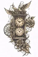 Create a tattoo sketch of a Lowe arm sleeve that represents the saying “time heals all wounds” use clocks instead of an  tattoo design idea
