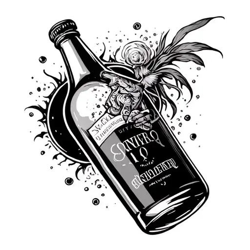 Alcohol, inner fight, emotional problem, Renaissance, space tattoo design idea