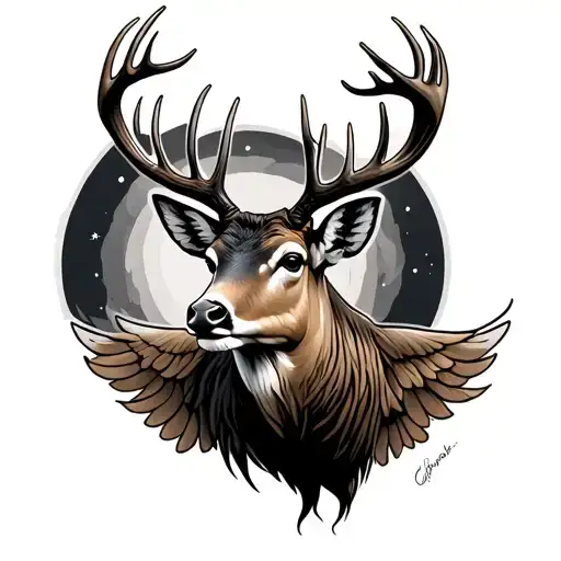 flying hirsch tattoo design idea