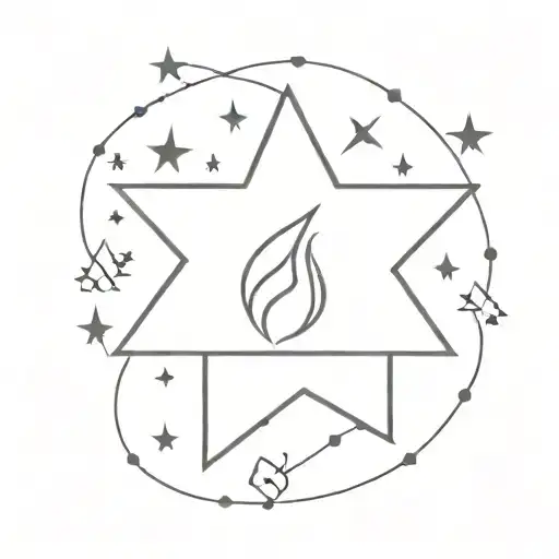 Something very minimalist, related to stars, fire and heart tattoo design idea