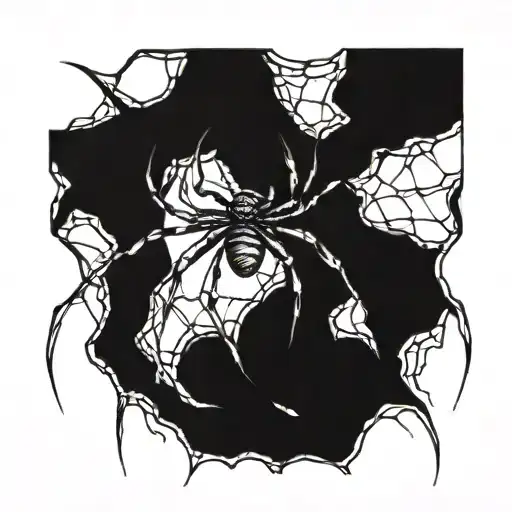 a spider with long legs descending on a web tattoo design idea