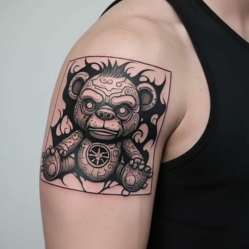Frankenstein teddy bear tattoo design idea
