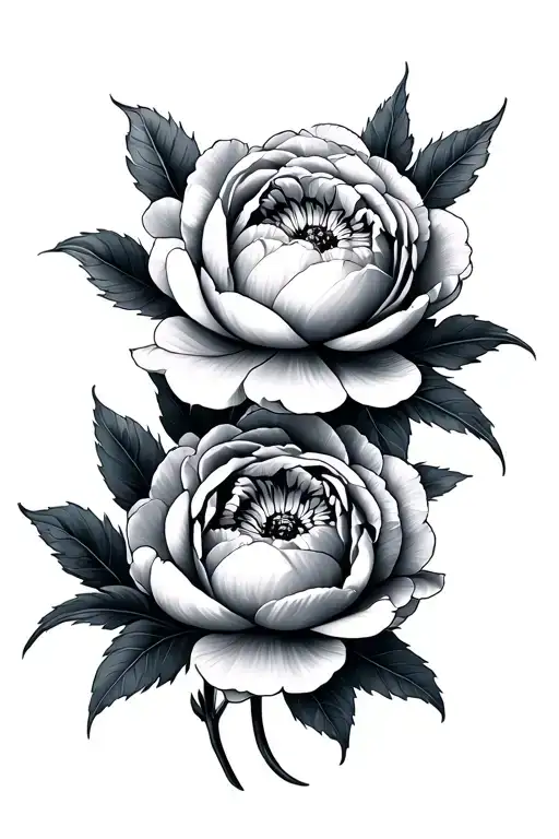 tattoo design two peonies gradient in black and gray tattoo design idea