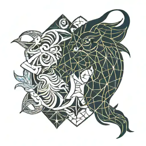 Pisces and Taurus zodiac sign intertwined tattoo design idea