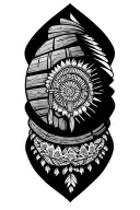 Combine elements of woodworking tools, bourbon barrels, and cherokee indian patterns in a harmonious tattoo design, reflecting your diverse passions for woodworking, bourbon, and cherokee heritage. tattoo design idea
