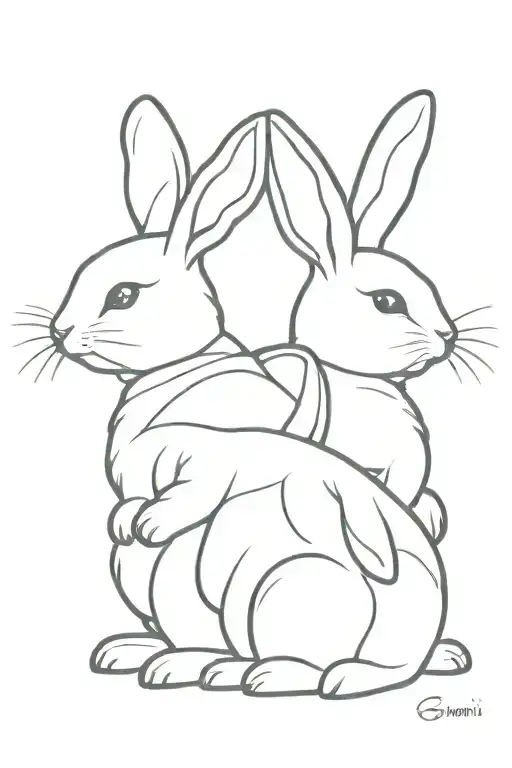 twin gemini bunny rabbit tattoo design idea