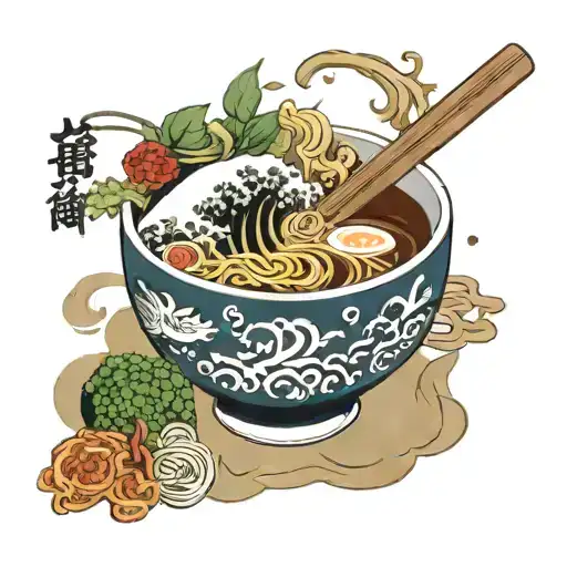 ramen bowl filled tattoo design idea