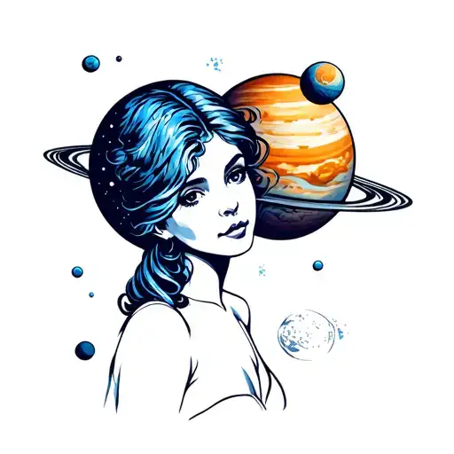 Alina with planets orbiting tattoo design idea