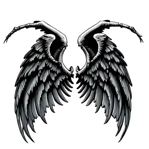 skeleton wings tattoo design idea