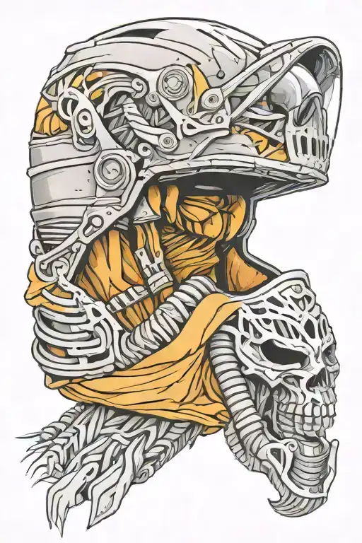 motocross helmet mummy screaming tattoo design idea