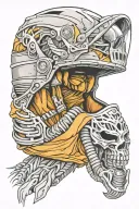 motocross helmet mummy screaming tattoo design idea