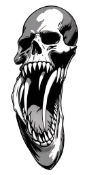 Skull with an open mouth and large sharp teeth teeth tattoo design idea
