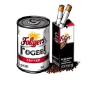 Folgers coffee can with a pack of cigarettes next to it tattoo design idea