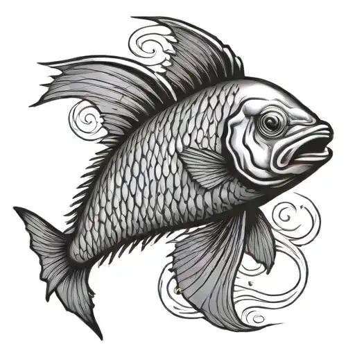 Jesus fish (ichthis) with water behind it tattoo design idea