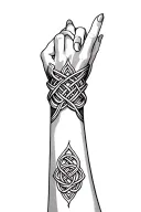 celtic knot ring finger tips touch tattoo design idea