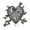 A broken heart with shattered pieces symbolizing your past experiences and struggles tattoo design idea