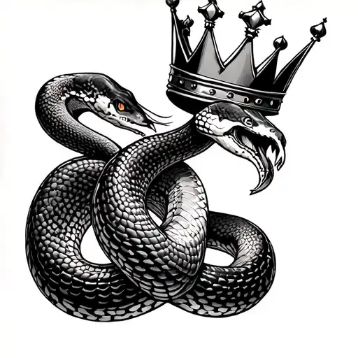 python and crown tattoo design idea