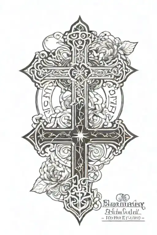cross tattoo and the words ALL THINGS tattoo design idea