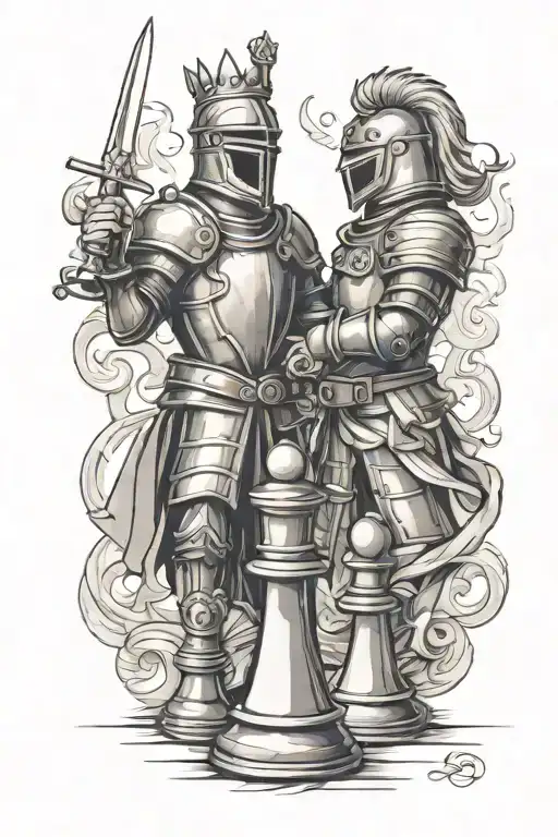 Knight and King chess pieces tattoo design idea