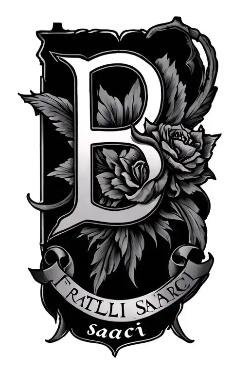Mafia tattoo named "I Fratelli sacri B" both dark but which shows loyalty and union. The B appears tattoo design idea