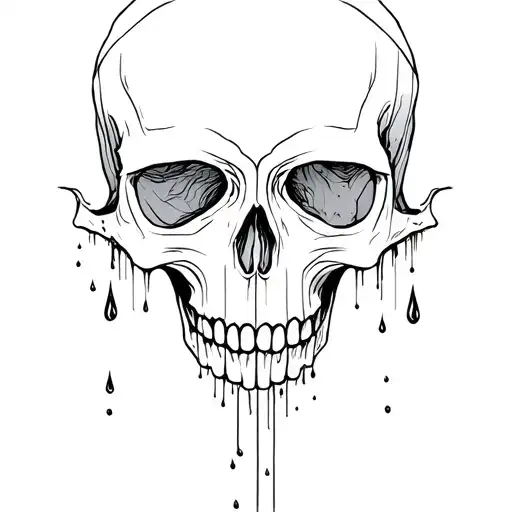 front facing Skull with negative space tears flowing tattoo design idea