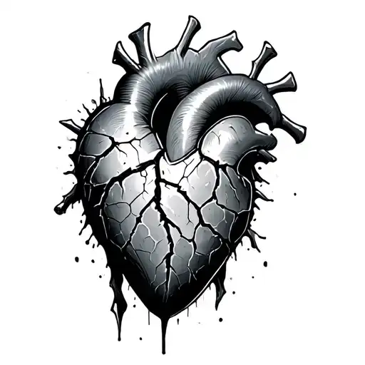 frozen heart with cracks tattoo design idea