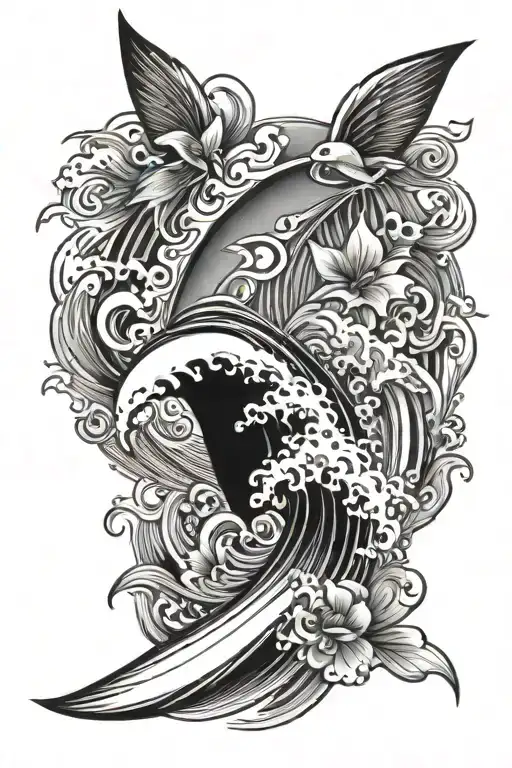 surf style tattoo design idea
