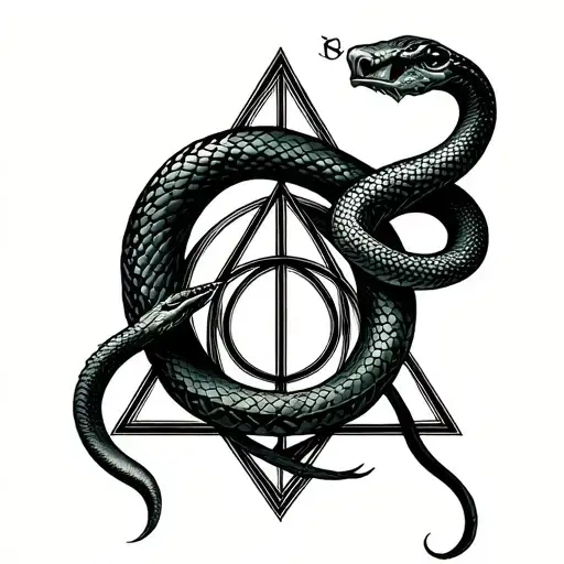 Slytherin Snake deathly hallows symbol tattoo design idea