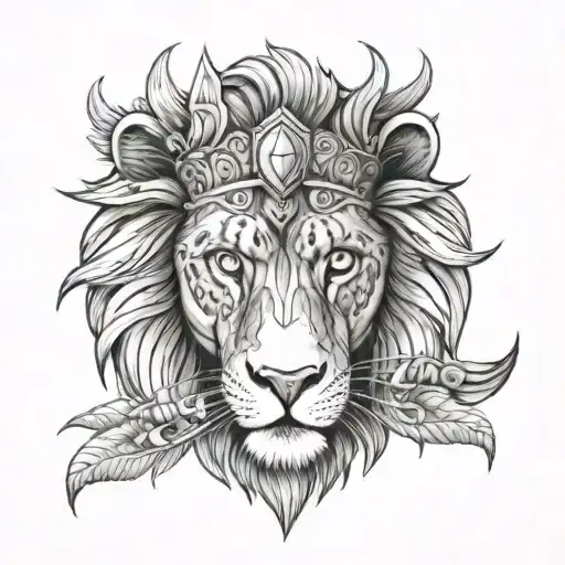 Lion helmet adorned William tattoo design idea