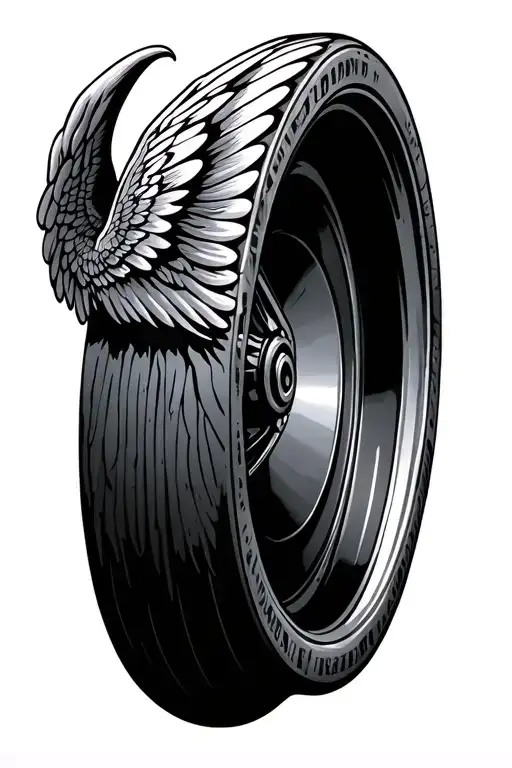 wheel with wings tattoo design idea