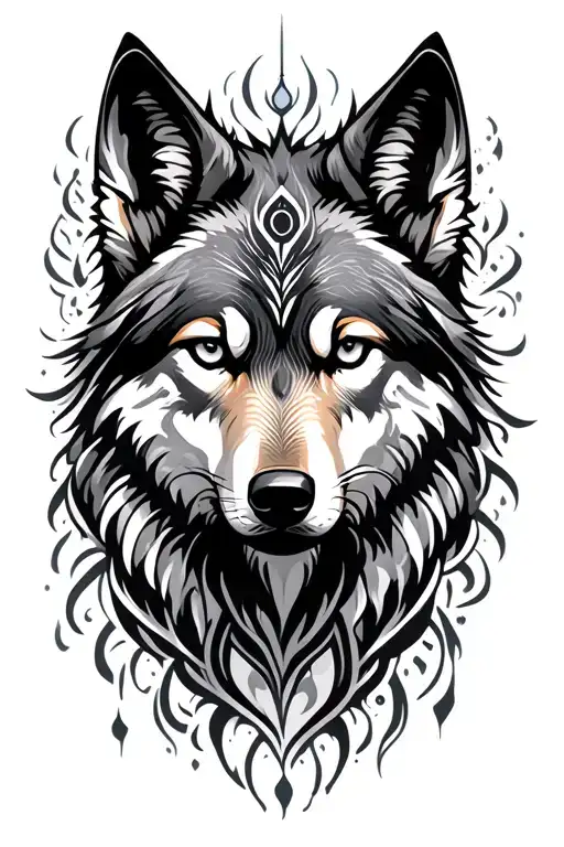 wolf spirit animal tattoo design idea