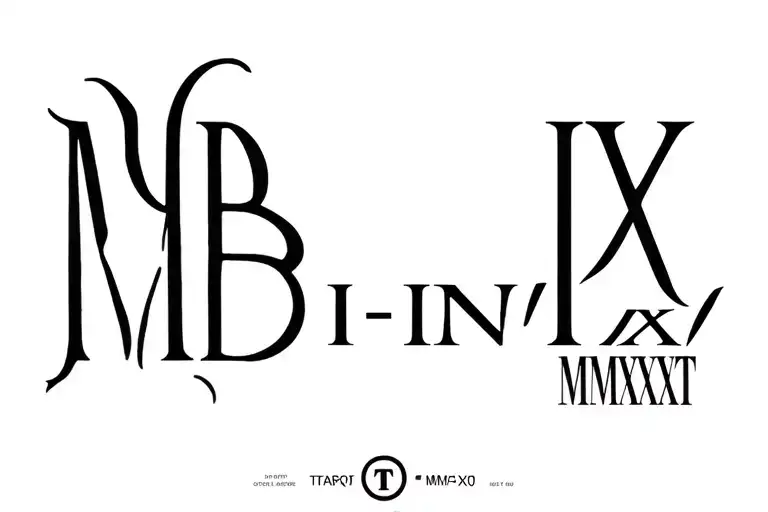 "MB         III-IX-MMXXV" simple text tattoo tattoo design idea