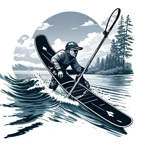 crossed water skis tattoo design idea