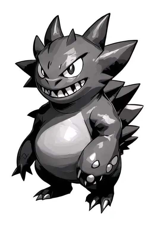 gengar pokemon side by side with pikmin tattoo design idea