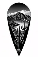 Inside of 3 staggered triangles put palm springs mountains with windmills and cactus tattoo design idea