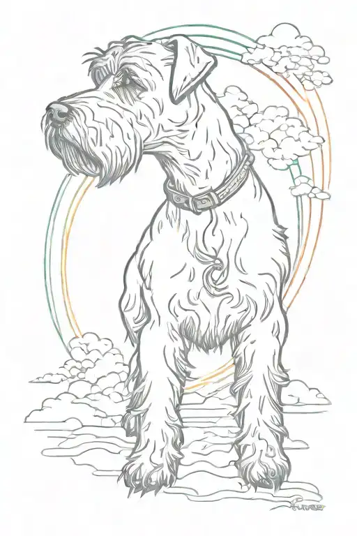 schnauzer crossing the rainbow bridge  tattoo design idea