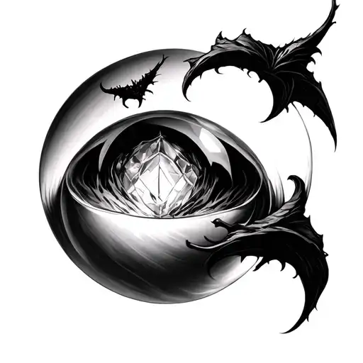 dracula, crystal ball morphing tattoo design idea