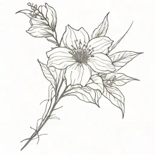a bouquet of flowers using a thin line, and the birth flowers of january, april, may, september, and november tattoo design idea