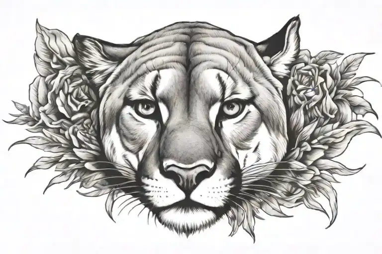 mountain lion head tattoo design idea
